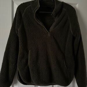 Soft Sherpa Pullover Jacket - Dark Olive